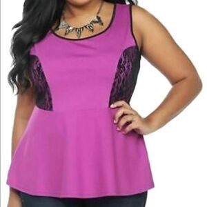 Torrid Peplum sleeveless lace panel blouse size 4 =4XL